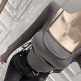 Women Long Sleeve Shirt Camisole Upper Clothes Long Sleeves T-shirt Women