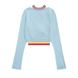 Women Sweater Rainbow Striped Vest Sweater Women's Autumn Leisure Sweater