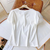 Women T-Shirt Slim Fit Summer Short Sleeve Bottoming Shirt Top