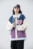 Unisex Jacket Fall Color-Blocking Lettered Casual Jacket Women's Clothing