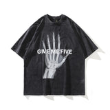 Men T Shirt T Yabi Style Dark Print Worn Looking Washed-out Short Sleeve T-shirt for Men and Women