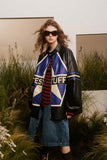 Unisex Jacket Autumn Vintage Contrast Color Leather Women's Clothing