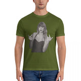 Vintage Finger T-Shirts for Men Crewneck Cotton T Shirt