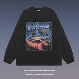 Men Long Sleeve Shirt Vintage Printed Distressed Casual Long Sleeve Bottoming Men