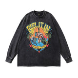 Men Long Sleeve Shirt Skull Print Long Sleeve T-shirt Men and Women Distressed Top
