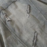 Men Denim Jacket Washed and Worn Denim Jacket Men Baggy Coat