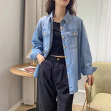 Women T-shirt Denim Shirt Women's Long Sleeve Spring Loose