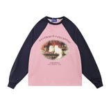 Men Hoodie Printed Crew Neck Sweatshirt Long Sleeve Casual Loose