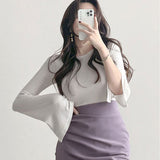 Women's Long Sleeve Shirt Women's Slim Fit Casual Long Sleeve Bottoming Shirt Spring and Autumn