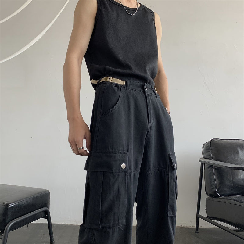 Men Sweatpants Overalls Men's Summer Casual Pants Fashion Brand Wide Leg Straight