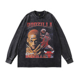 Men Long Sleeve Shirt Rodman Printed Long Sleeve Worn Looking Washed-out All-Match Long Sleeve T-shirt