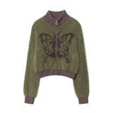 Women Sweater Knitted Cardigan Women's Casual Multicolor Zipper Sweater Coat