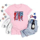 National Flag Day T Shirts Summer Women's Short Sleeve T-shirt Independence Day round Neck