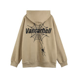Men Hoodie Hooded Coat with Masked Zipper Men's Spider Web Puff Print Cardigan Sweater