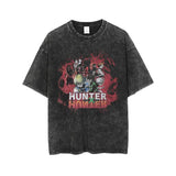 Killua Zoldyck T-shirts Men Streewear Vintage Washed