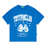 Men's T Shirt Letter Print Short-Sleeve T-shirt Men's and Women's Retro Loose round Neck