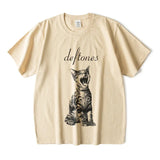 Cute and ring Cat Printed Short Sleeve T-shirt
