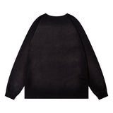Men Hoodie Graffiti Inkjet Printed Bottoming Shirt round Neck Sweater