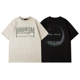Men T Shirt Suede Gothic Letter Print Hiphop Short Sleeve T-shirt