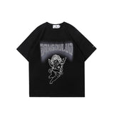 Men T Shirt Camouflage Print Distressed Short Sleeve T-shirt Male and Female Trendy Brand Couple