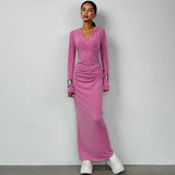 Women Dresses Women Winter Slim-Fit Hood Sports Dress