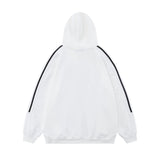 Men Hoodie Sports Loose Hooded Sweater Striped Stitching Long Sleeve Pullover Casual Top