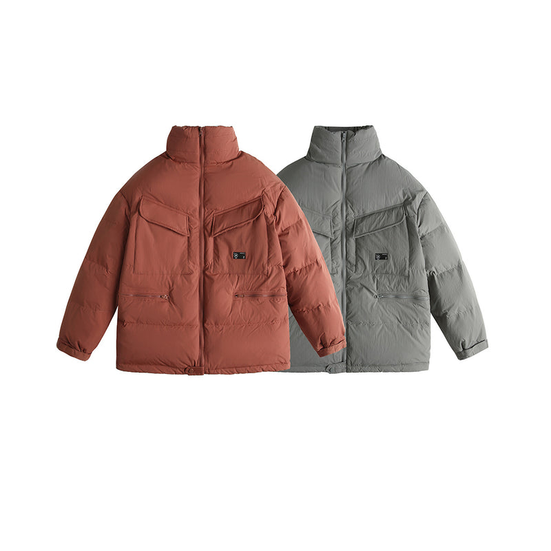 Unisex Sweater Winter Solid Color without Hat down Jacket