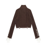 Women Sweater Short Knitwear for Girls Autumn Leisure Stand Collar
