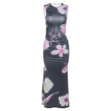 Women Dresses Autumn and Winter Women's Fashion round Neck Sleeveless Sexy Dress