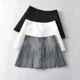 Women Skirt Pleated Skirt High Waist Side Slit Skirt Skirt