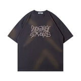 Men T Shirt Hiphip Letter Embroidered Short Sleeve T-shirt Men and Women Couple