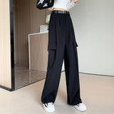 Palazzo Pants Retro Wide-Leg Pants Women's Casual Solid Color High Waist