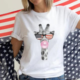 Women's Independence Day T Shirt round Neck Short Sleeve T-shirt