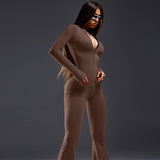 Women Jumpsuit Fashion Tight Zipper Sports Yoga Jumpsuit