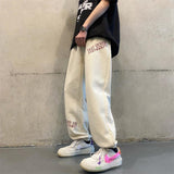 Men Sweatpants Embroidered Track Sweatpants Loose Drooping Casual Pants