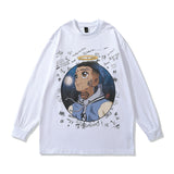 Men Long Sleeve Shirt Street Tide Brand Cartoon Printed Couple Long Sleeve T-shirt Men and Women