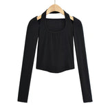 Women T-Shirt Long-Sleeved T-shirt Women's Slim-Fit Stretch Top