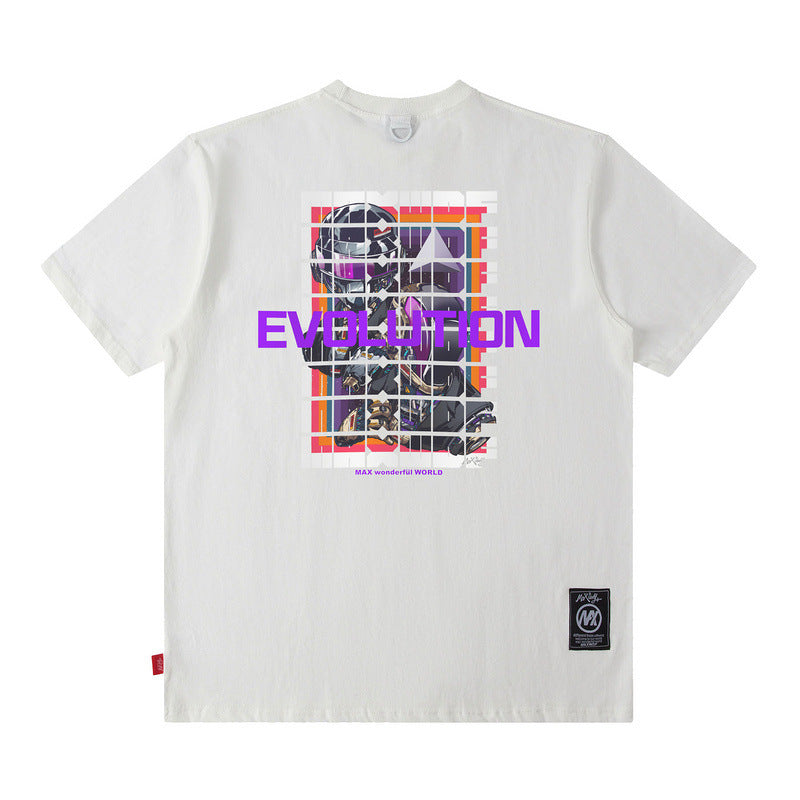 Men T Shirt Printed Short-Sleeved T-shirt Men and Women Street Retro Loose