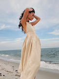 Women Dresses V-neck Skirt with Shoulder Straps Female Elegant Sexy Backless