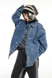 Unisex Jacket Autumn Removable Double Front Piece Denim