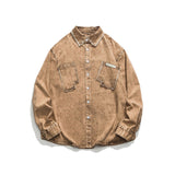 Unisex Jacket Autumn Washed Distressed Loose Shirt Women's Clothing