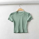 Women T-Shirt Spring Slim-Fit Short-Sleeved round Neck T-shirt