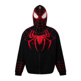Men Hoodie Masked Spider-Man Zipper Hooded Sweater Embroidered Long Sleeve Cardigan Sweater