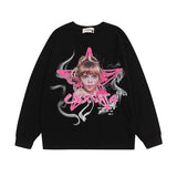 Men Long Sleeve Shirt Vintage Floral Print Long Sleeves Bottoming T-shirt Men and Women Loose