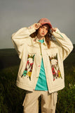 Unisex Jacket Autumn Twill Floral Coat Women's Clothing