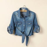 Women T-shirt Denim Shirt Female Lady Short Coat