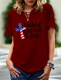 Women's Independence Day T Shirt Pattern Printed Short-Sleeved T-shirt