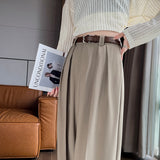 Palazzo Pants Khaki Wide-Leg Pants Women's Spring and Autumn High Waist Drooping Suit Pants