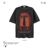 American vintage street T-shirt summer men's loose pure cotton