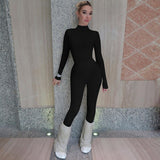Women Jumpsuit Winter Fashion Slim-Fit Zipper Long Sleeve Jumpsuit